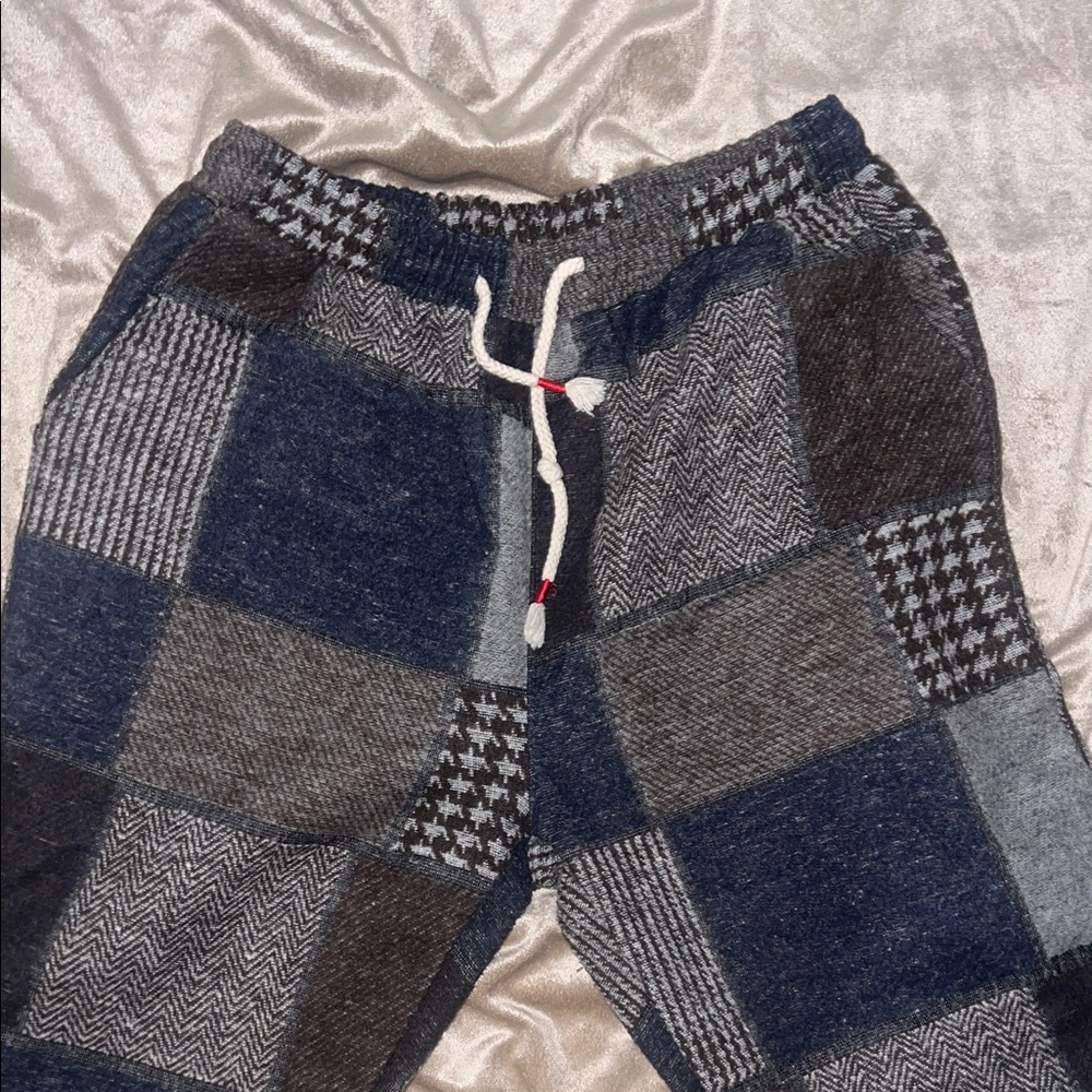 Men's Patchwork Pants - Blue and Gray - Picture 6 of 9